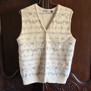 Vintage Spring Creek Angora Bunny Fair Isle Sweater Vest size XL